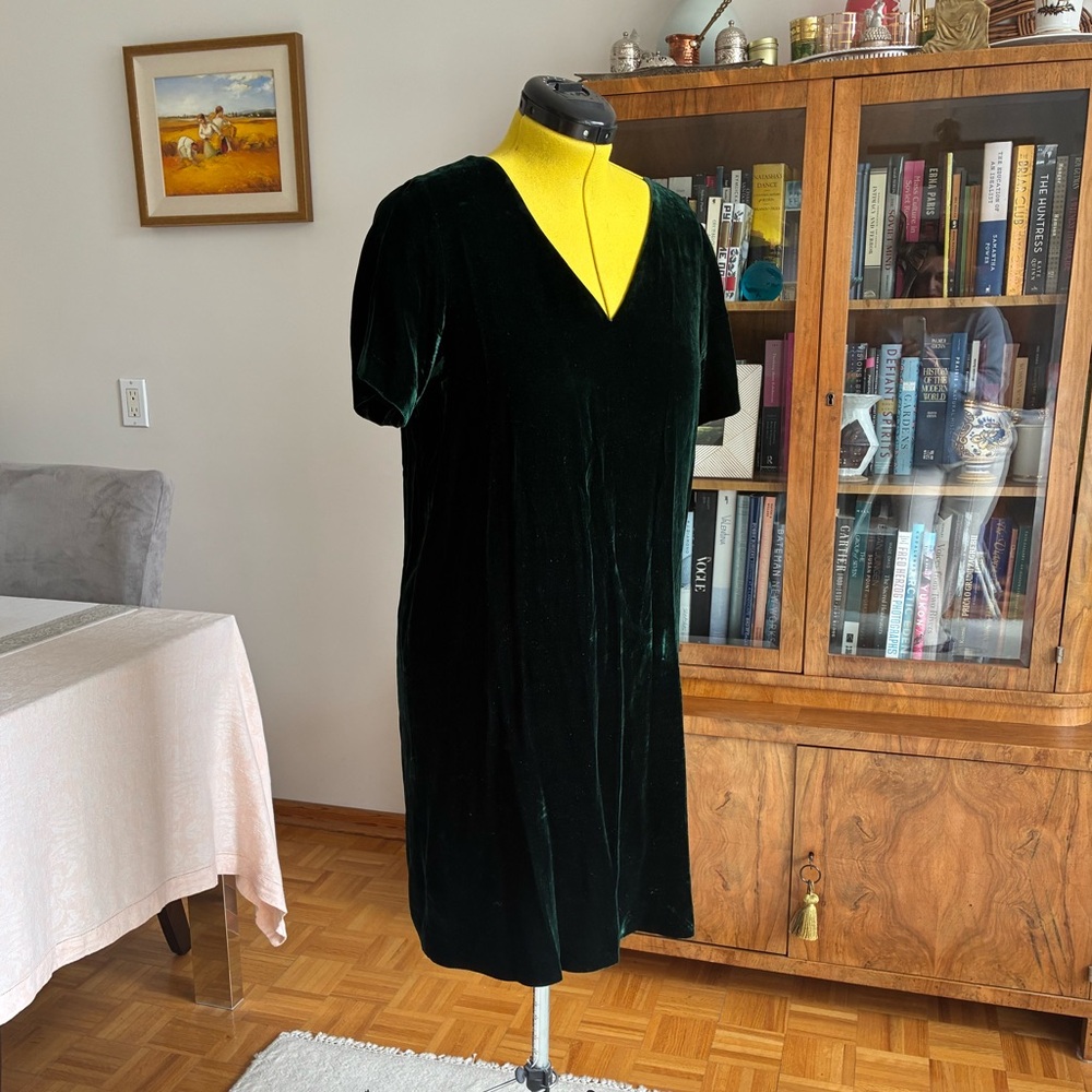 Contemporaine for Simons Dark Green Velvet Mini Dress